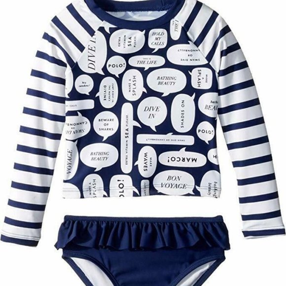 KATE SPADE New York Speech Bubbles Rash Guard 2-Pc